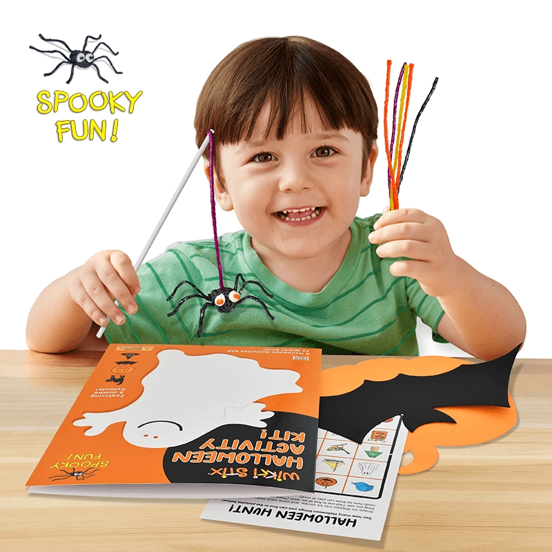 Boy playing with the Halloween Activity Kit